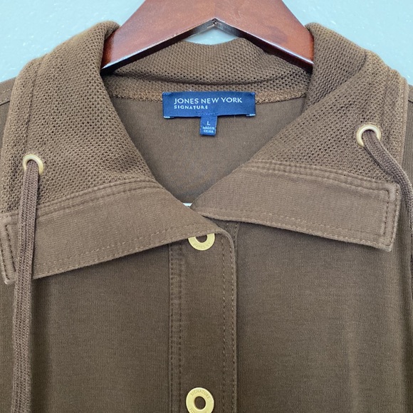 Jones New York Signature| Womens Jacket 3/4 Sleeve Brown Gold Snaps - Picture 5 of 14